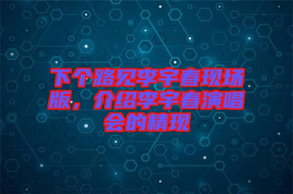 下個(gè)路見李宇春現(xiàn)場版，介紹李宇春演唱會(huì)的精現(xiàn)