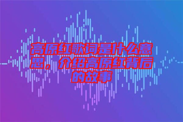 高原紅歌詞是什么意思，介紹高原紅背后的故事