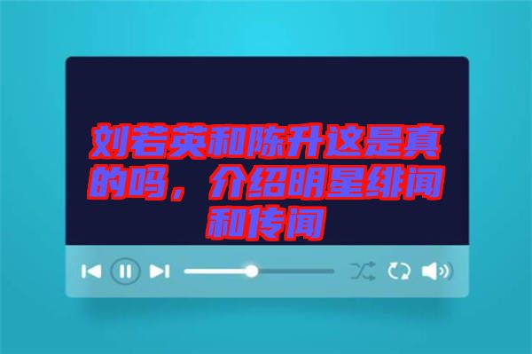 劉若英和陳升這是真的嗎，介紹明星緋聞和傳聞