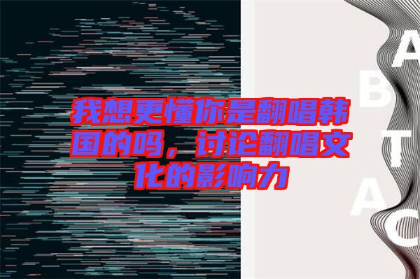 我想更懂你是翻唱韓國(guó)的嗎，討論翻唱文化的影響力