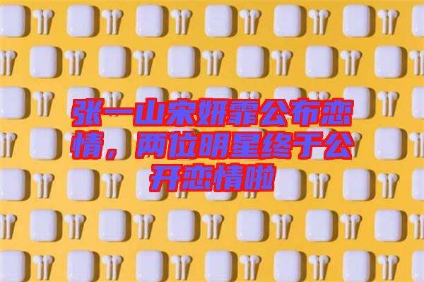 張一山宋妍霏公布戀情，兩位明星終于公開戀情啦