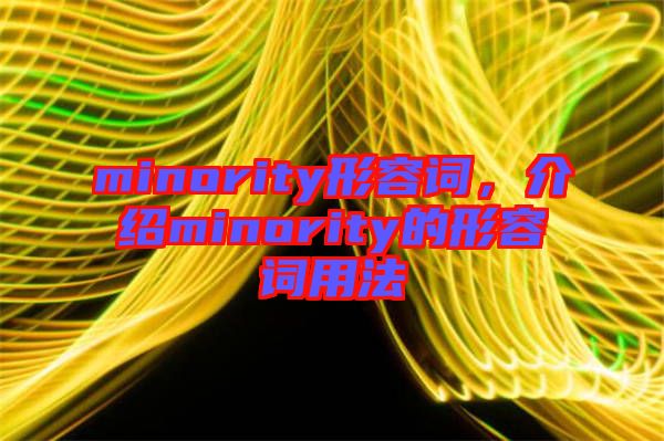 minority形容詞，介紹minority的形容詞用法