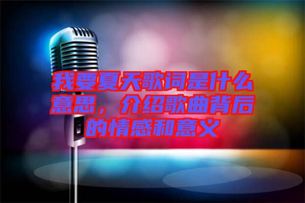 我要夏天歌詞是什么意思，介紹歌曲背后的情感和意義