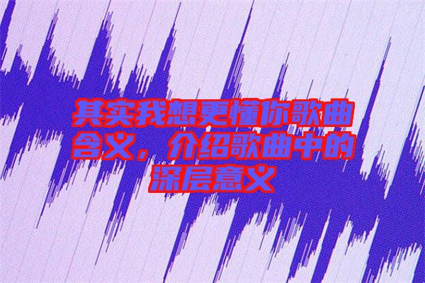 其實我想更懂你歌曲含義，介紹歌曲中的深層意義