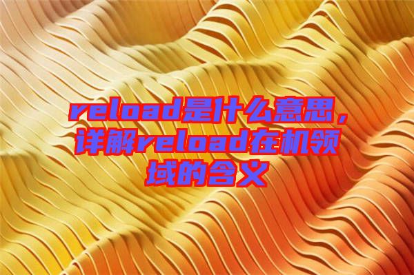 reload是什么意思，詳解reload在機領域的含義