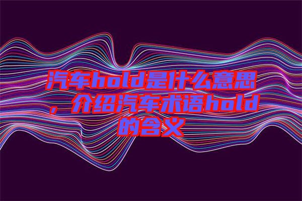 汽車hold是什么意思，介紹汽車術(shù)語hold的含義