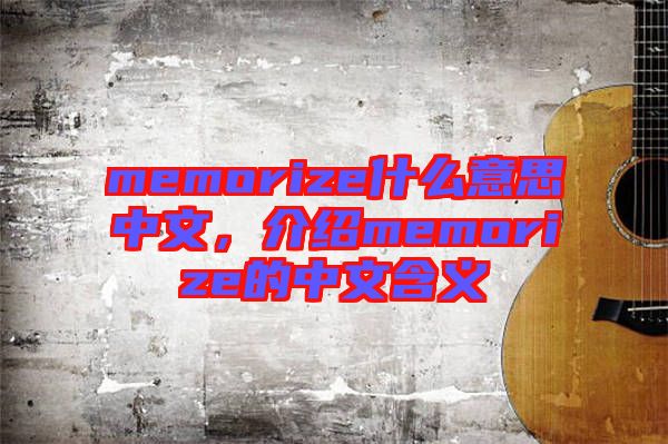 memorize什么意思中文，介紹memorize的中文含義