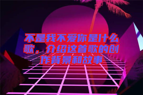 不是我不愛你是什么歌，介紹這首歌的創(chuàng)作背景和故事