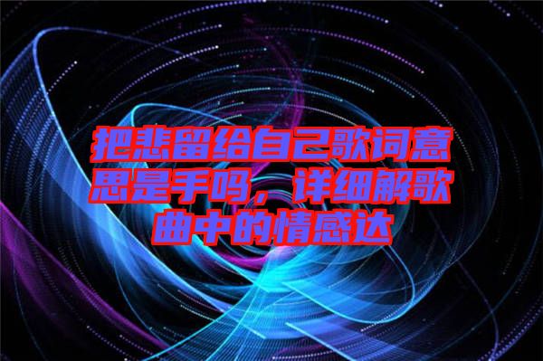 把悲留給自己歌詞意思是手嗎，詳細解歌曲中的情感達