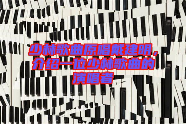 少林歌曲原唱戴建明，介紹一位少林歌曲的演唱者