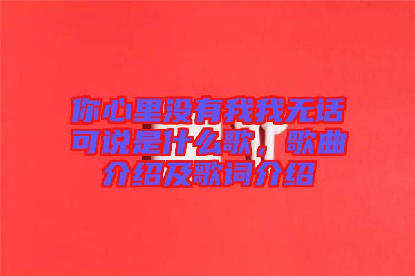你心里沒(méi)有我我無(wú)話可說(shuō)是什么歌，歌曲介紹及歌詞介紹