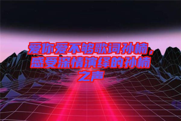 愛你愛不夠歌詞孫楠，感受深情演繹的孫楠之聲
