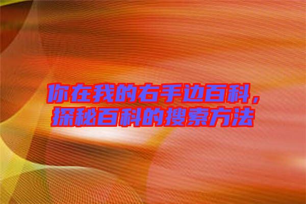 你在我的右手邊百科，探秘百科的搜索方法
