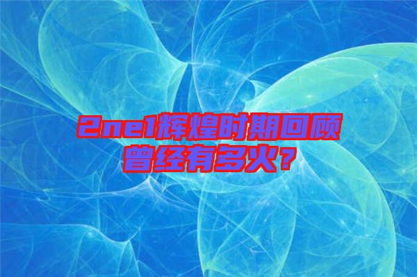 2ne1輝煌時期回顧曾經(jīng)有多火？