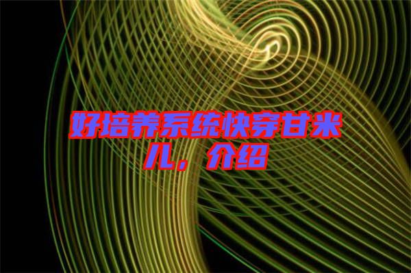 好培養(yǎng)系統(tǒng)快穿甘米兒，介紹