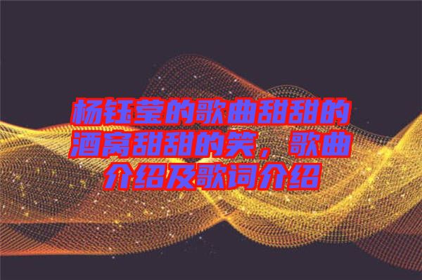 楊鈺瑩的歌曲甜甜的酒窩甜甜的笑，歌曲介紹及歌詞介紹
