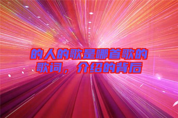 的人的歌是哪首歌的歌詞，介紹的背后