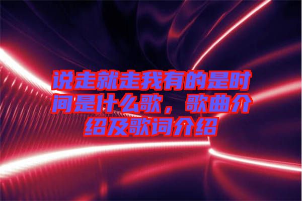 說走就走我有的是時(shí)間是什么歌，歌曲介紹及歌詞介紹