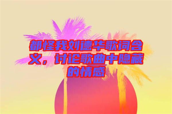 都怪我劉德華歌詞含義，討論歌曲中隱藏的情感