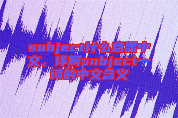 subject什么意思中文，詳解subject一詞的中文含義