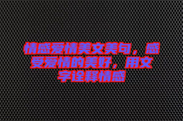 情感愛情美文美句，感受愛情的美好，用文字詮釋情感