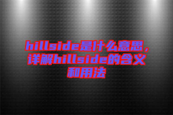 hillside是什么意思，詳解hillside的含義和用法