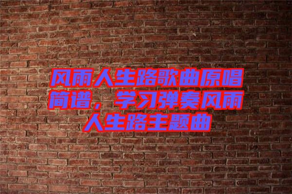 風(fēng)雨人生路歌曲原唱簡譜，學(xué)習(xí)彈奏風(fēng)雨人生路主題曲