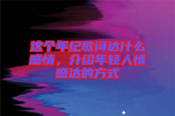 這個年紀(jì)歌詞達(dá)什么感情，介紹年輕人情感達(dá)的方式