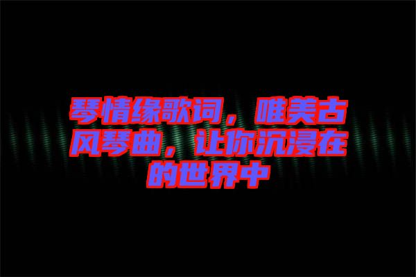 琴情緣歌詞，唯美古風(fēng)琴曲，讓你沉浸在的世界中