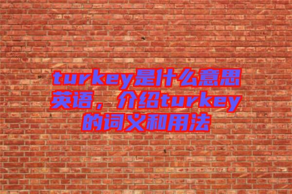 turkey是什么意思英語，介紹turkey的詞義和用法