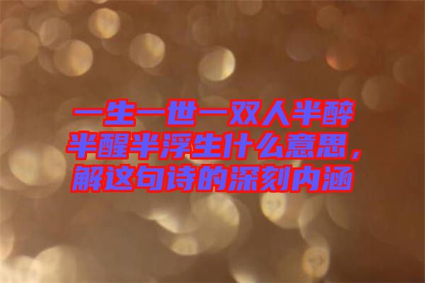 一生一世一雙人半醉半醒半浮生什么意思，解這句詩的深刻內(nèi)涵