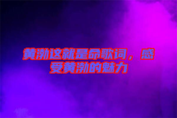 黃渤這就是命歌詞，感受黃渤的魅力