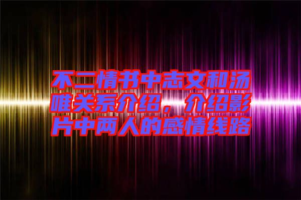 不二情書中志文和湯唯關(guān)系介紹，介紹影片中兩人的感情線路