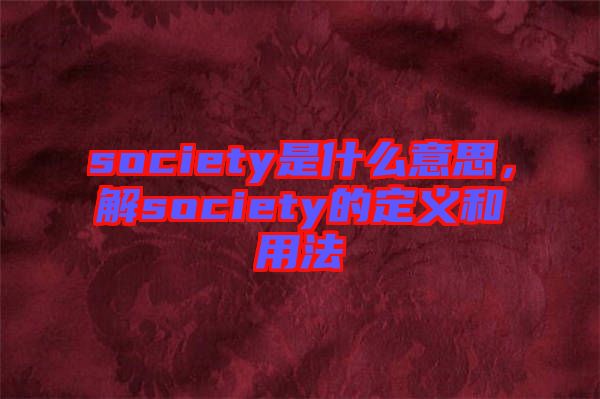 society是什么意思，解society的定義和用法