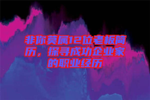 非你莫屬12位老板簡(jiǎn)歷，探尋成功企業(yè)家的職業(yè)經(jīng)歷