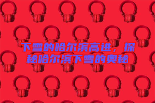 下雪的哈爾濱高進，探秘哈爾濱下雪的奧秘