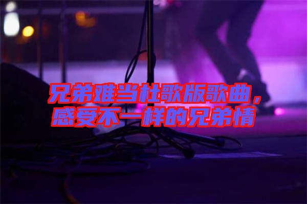 兄弟難當(dāng)杜歌版歌曲，感受不一樣的兄弟情