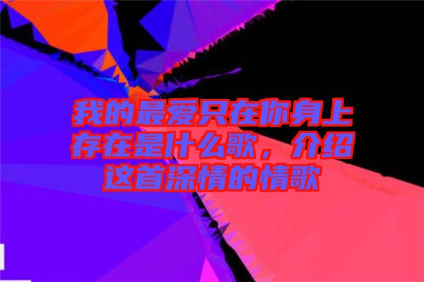 我的最愛只在你身上存在是什么歌，介紹這首深情的情歌