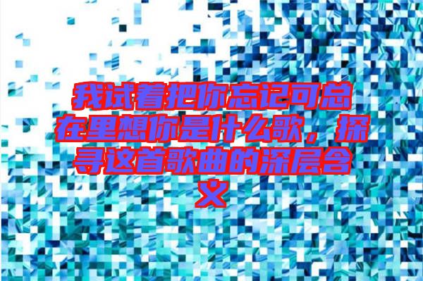 我試著把你忘記可總在里想你是什么歌，探尋這首歌曲的深層含義