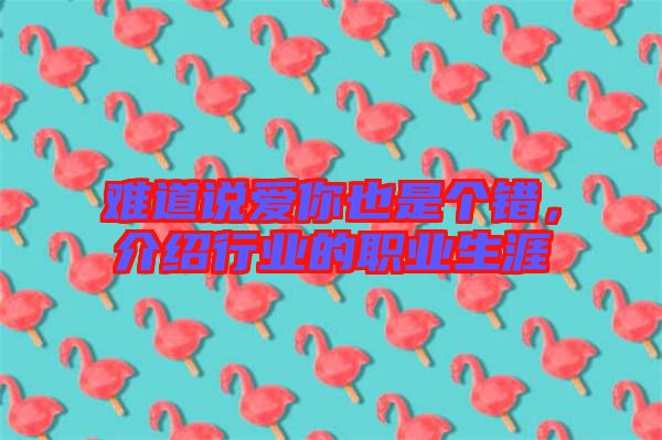 難道說愛你也是個錯，介紹行業(yè)的職業(yè)生涯