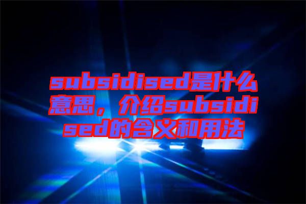 subsidised是什么意思，介紹subsidised的含義和用法