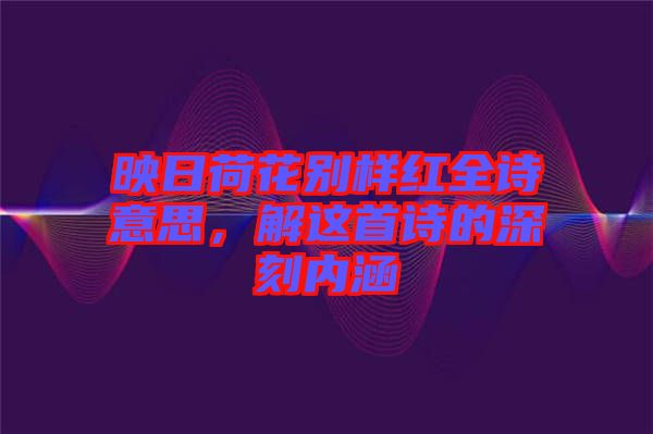 映日荷花別樣紅全詩(shī)意思，解這首詩(shī)的深刻內(nèi)涵