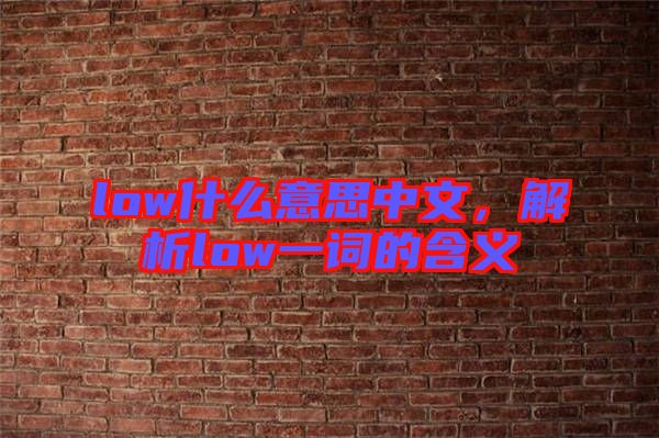 low什么意思中文，解析low一詞的含義