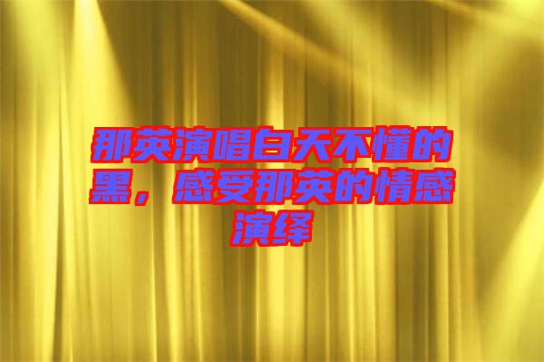 那英演唱白天不懂的黑，感受那英的情感演繹