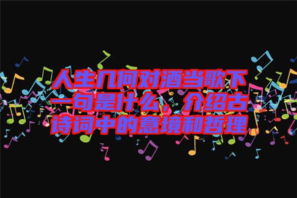 人生幾何對(duì)酒當(dāng)歌下一句是什么，介紹古詩詞中的意境和哲理