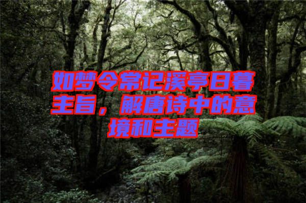 如夢令常記溪亭日暮主旨，解唐詩中的意境和主題