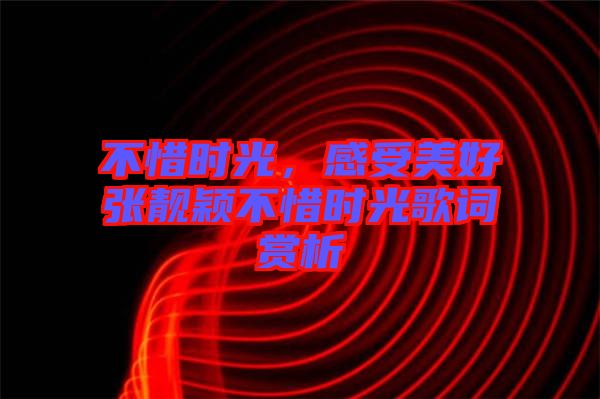 不惜時光，感受美好張靚穎不惜時光歌詞賞析