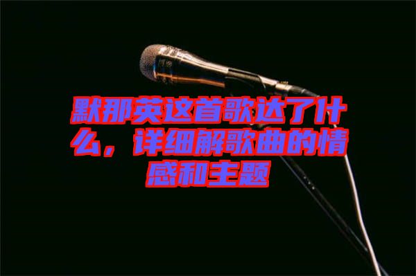 默那英這首歌達了什么，詳細解歌曲的情感和主題