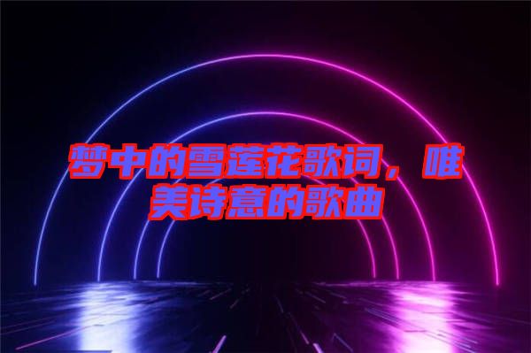夢中的雪蓮花歌詞，唯美詩意的歌曲