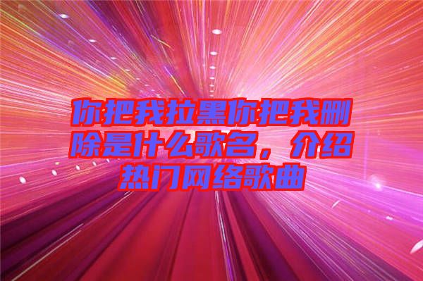 你把我拉黑你把我刪除是什么歌名，介紹熱門網(wǎng)絡(luò)歌曲